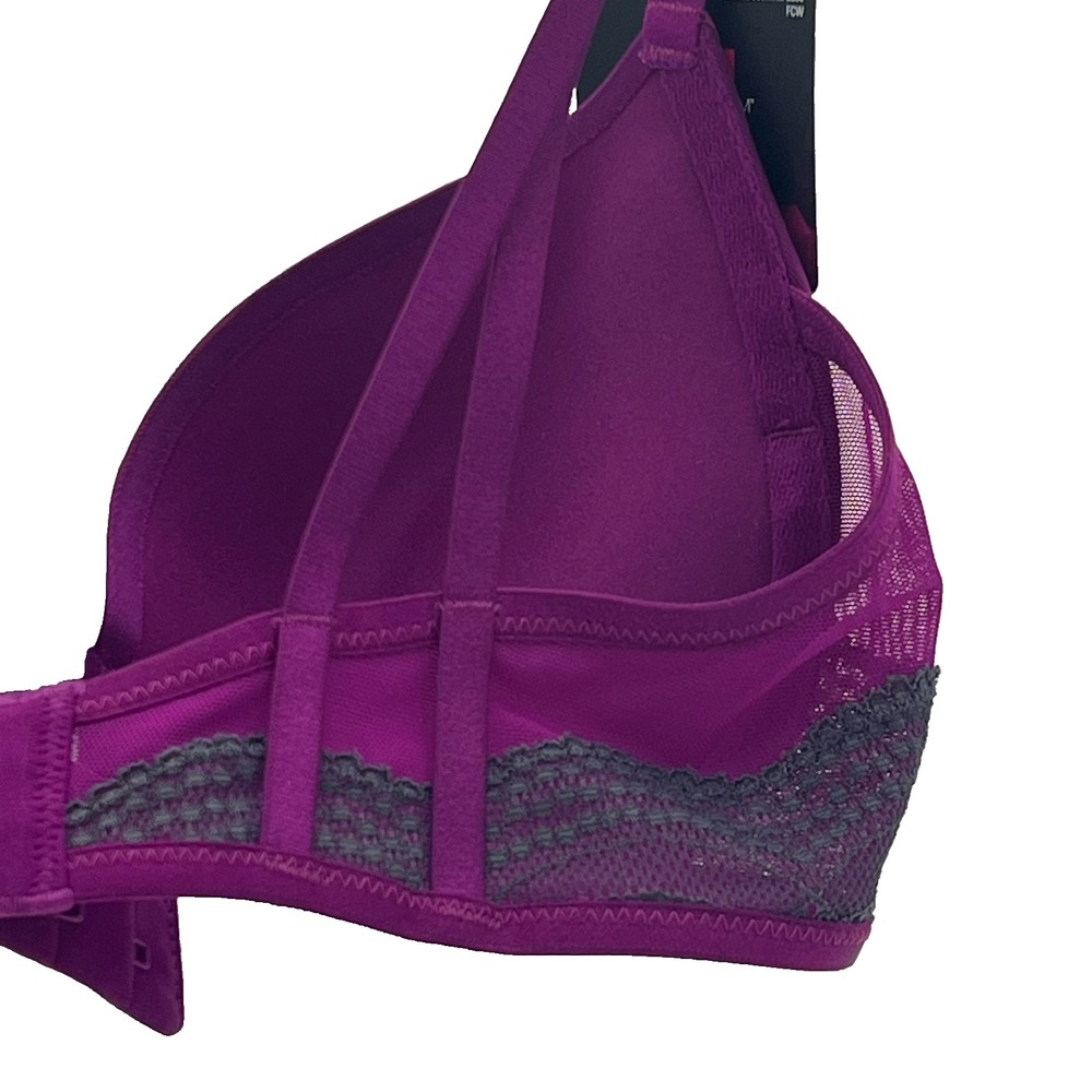Maidenform Demi Coverage Push-Up-In Bra DM9900 32C Purple & Gray In Satin Lace - Picture 3 of 5